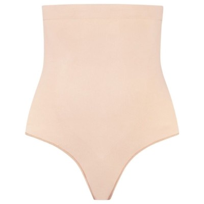 BYE-BRA - TANGA DE TALLE ALTO SIN COSTURAS BEIGE TALLA S - D-245492 - Dona Pimenta