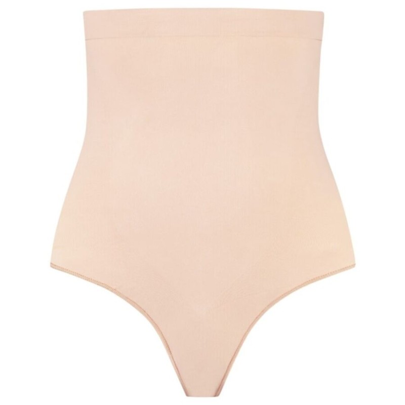 BYE-BRA - TANGA DE TALLE ALTO SIN COSTURAS BEIGE TALLA S - D-245492 - Dona Pimenta