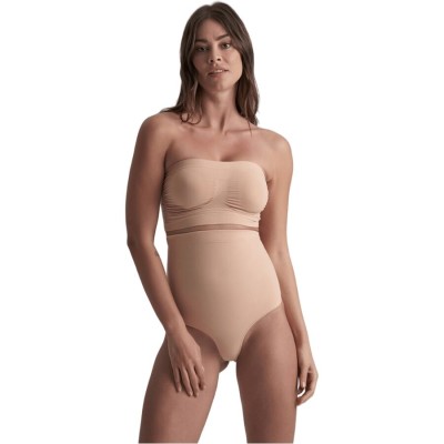 BYE-BRA - TANGA DE TALLE ALTO SIN COSTURAS BEIGE TALLA S - D-245492 - Dona Pimenta