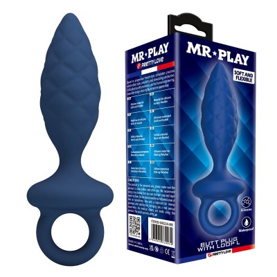 MR PLAY - PLUG ANAL TEXTURIZADO COM ANEL AZUL L - D-246001 - Dona Pimenta