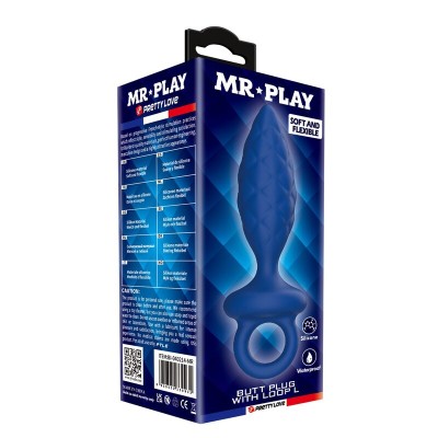 MR PLAY - PLUG ANAL TEXTURIZADO COM ANEL AZUL L - D-246001 - Dona Pimenta