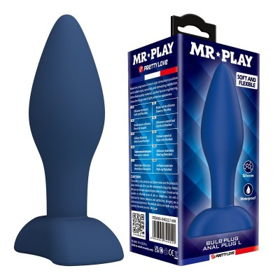 MR PLAY - PLUG ANAL DE SILICONE CÔNICO AZUL L - D-246004 - Dona Pimenta