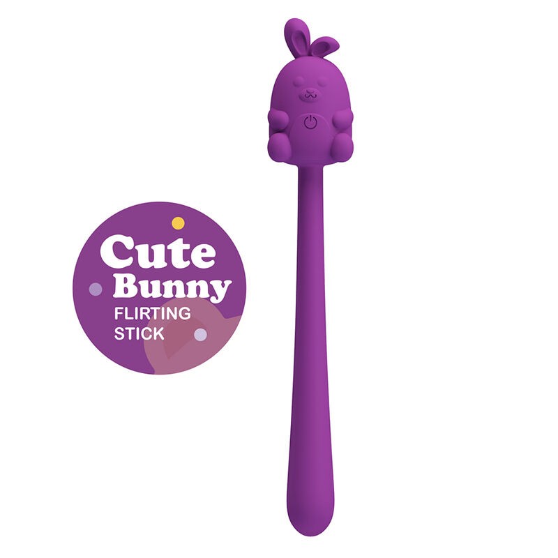 PRETTY LOVE - BASTÃO VIBRADOR FLEXÍVEL COM COELHINHO FOFO, RECARREGÁVEL VIA USB, ROXO - D-246030 - Dona Pimenta