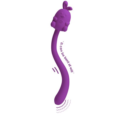 PRETTY LOVE - BASTÃO VIBRADOR FLEXÍVEL COM COELHINHO FOFO, RECARREGÁVEL VIA USB, ROXO - D-246030 - Dona Pimenta