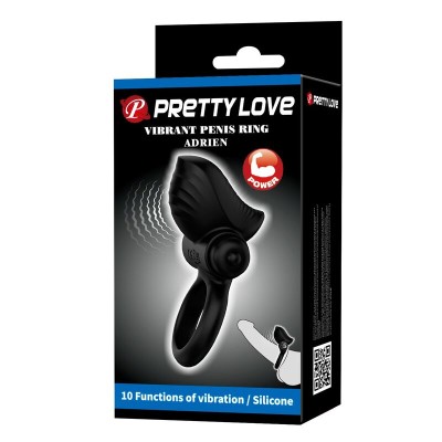 PRETTY LOVE - ANEL VIBRATÓRIO PARA PÊNIS ADRIEN COM 10 FUNÇÕES - PRETO - D-246038 - Dona Pimenta