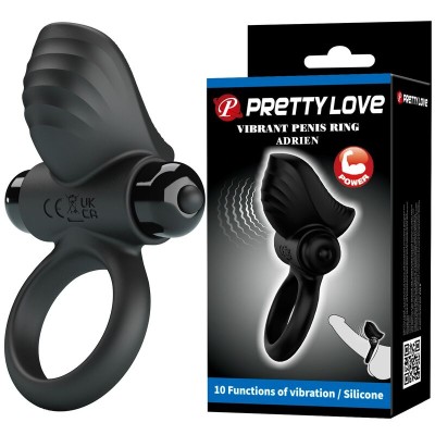 PRETTY LOVE - ANEL VIBRATÓRIO PARA PÊNIS ADRIEN COM 10 FUNÇÕES - PRETO - D-246038 - Dona Pimenta