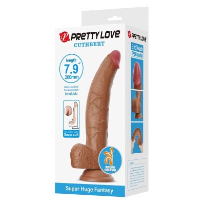 PRETTY LOVE - CUTHBERT DILDO FLEXÍVEL REALISTA 20 CM Ø 5 CM TPE MARROM - D-246145 - Dona Pimenta