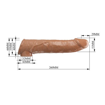 PRETTY LOVE - MANGA EXTENSORA DE PÊNIS AJUSTÁVEL 26 CM Ø 4 CM MARROM - D-246081 - Dona Pimenta