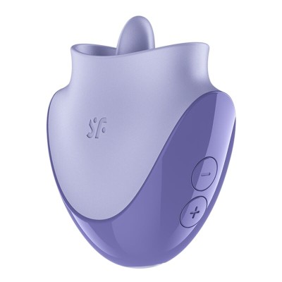 SATISFYER - TONGUE DANCER ESTIMULADOR CLITORIANO COM VIBRAÇÃO E PULSAÇÕES LILÁS - D-245857 - Dona Pimenta