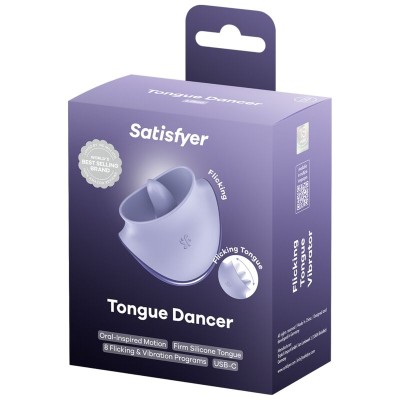 SATISFYER - TONGUE DANCER ESTIMULADOR CLITORIANO COM VIBRAÇÃO E PULSAÇÕES LILÁS - D-245857 - Dona Pimenta