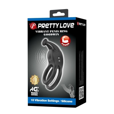PRETTY LOVE - ANEL PENIANO VIBRATÓRIO DUPLO RECARREGÁVEL GOODWIN PRETO - D-246074 - Dona Pimenta