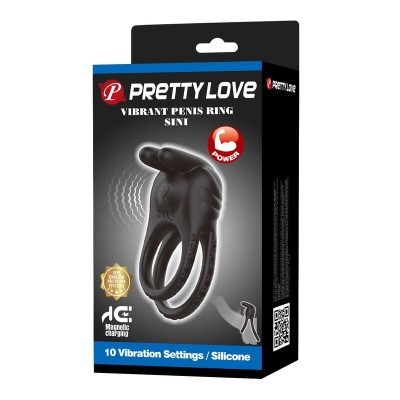 PRETTY LOVE - ANEL PENIANO VIBRATÓRIO RECARREGÁVEL SINI COM 10 FUNÇÕES PRETO - D-246138 - Dona Pimenta