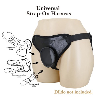 PRETTY LOVE - ARNÊS UNIVERSAL COM STRAP-ON PRETO - D-245977 - Dona Pimenta