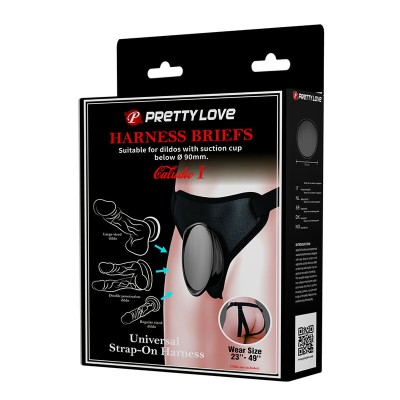 PRETTY LOVE - ARNÊS UNIVERSAL COM STRAP-ON PRETO - D-245977 - Dona Pimenta