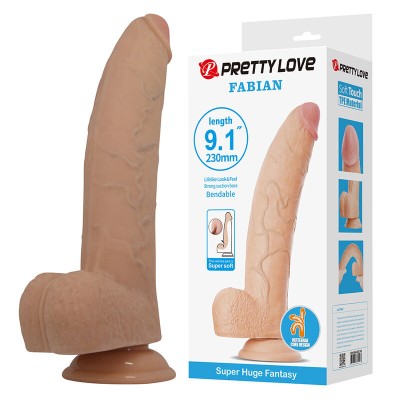 PRETTY LOVE - FABIAN DILDO FLEXÍVEL COM VENTOSA EM FORMATO DE CARNE - D-245962 - Dona Pimenta