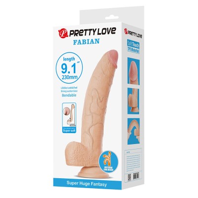 PRETTY LOVE - FABIAN DILDO FLEXÍVEL COM VENTOSA EM FORMATO DE CARNE - D-245962 - Dona Pimenta