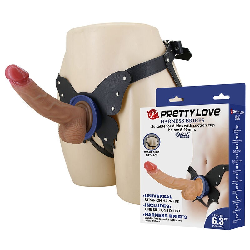PRETTY LOVE - ARNÊS YETI COM DILDO DE VENTOSA EM FORMATO DE CARNE - D-245978 - Dona Pimenta