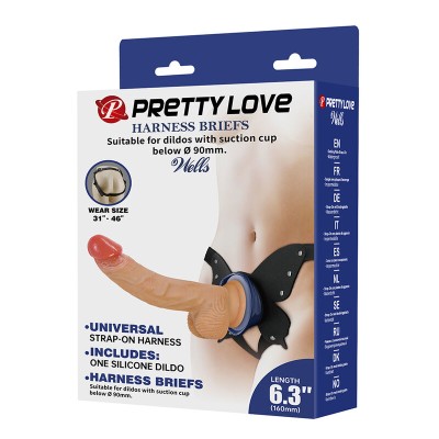 PRETTY LOVE - ARNÊS YETI COM DILDO DE VENTOSA EM FORMATO DE CARNE - D-245978 - Dona Pimenta