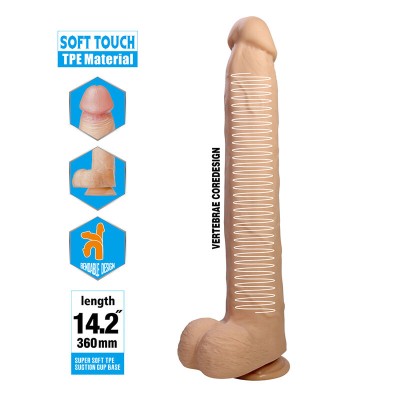 PRETTY LOVE - DANY DILDO FLEXÍVEL REALISTA COM VENTOSA 36 CM -Ø- 5,6 CM - D-245950 - Dona Pimenta