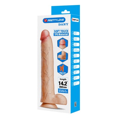 PRETTY LOVE - DANY DILDO FLEXÍVEL REALISTA COM VENTOSA 36 CM -Ø- 5,6 CM - D-245950 - Dona Pimenta