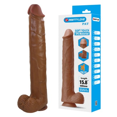 PRETTY LOVE - PAT DILDO FLEXÍVEL REALISTA COM VENTOSA 40 CM -Ø- 6 CM MARROM - D-245953 - Dona Pimenta