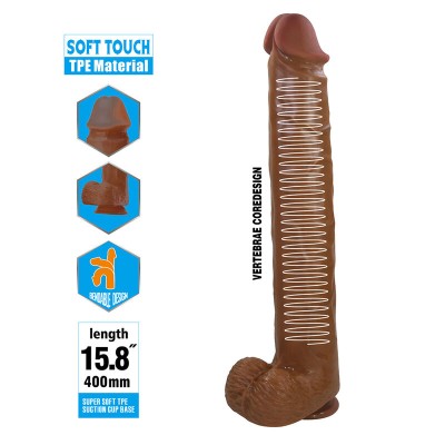 PRETTY LOVE - PAT DILDO FLEXÍVEL REALISTA COM VENTOSA 40 CM -Ø- 6 CM MARROM - D-245953 - Dona Pimenta