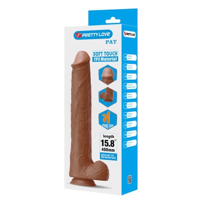 PRETTY LOVE - PAT DILDO FLEXÍVEL REALISTA COM VENTOSA 40 CM -Ø- 6 CM MARROM - D-245953 - Dona Pimenta