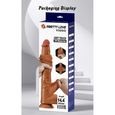 PRETTY LOVE - VIGGO DILDO DESLIZANTE COM TOQUE SUAVE E REALISTA, 36,5 CM MARROM - D-246855 - Dona Pimenta