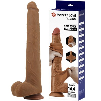 PRETTY LOVE - VIGGO DILDO DESLIZANTE COM TOQUE SUAVE E REALISTA, 36,5 CM MARROM - D-246855 - Dona Pimenta