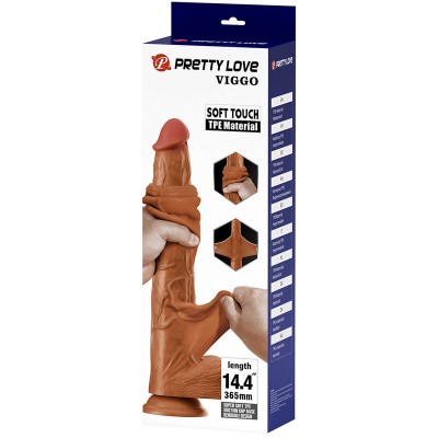 PRETTY LOVE - VIGGO DILDO DESLIZANTE COM TOQUE SUAVE E REALISTA, 36,5 CM MARROM - D-246855 - Dona Pimenta