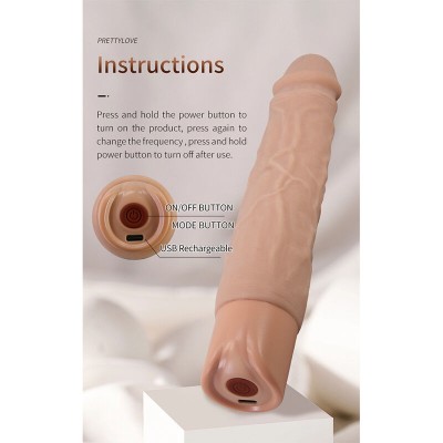 PRETTY LOVE - KESSLER DILDO VIBRATÓRIO REALISTA COM 10 MODOS DE VIBRAÇÃO E 10 NÍVEIS DE PROFUNDIDADE, 22 CM NATURAL - D-246858 -