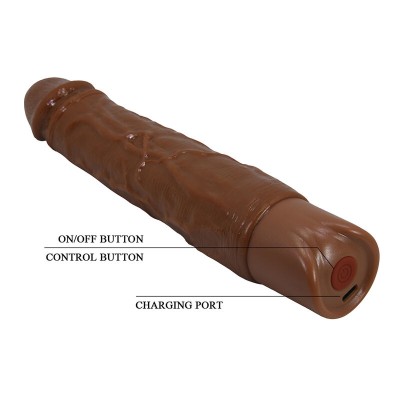 PRETTY LOVE - KESSLER VIBRADOR REALISTA COM 10 MODOS DE VIBRAÇÃO E 10 INTENSIDADES, 22 CM, MARROM - D-246859 - Dona Pimenta