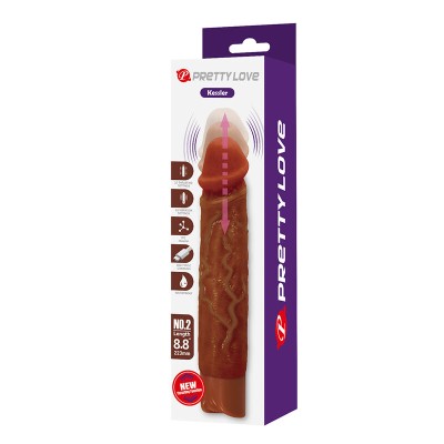 PRETTY LOVE - KESSLER VIBRADOR REALISTA COM 10 MODOS DE VIBRAÇÃO E 10 INTENSIDADES, 22 CM, MARROM - D-246859 - Dona Pimenta