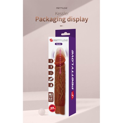 PRETTY LOVE - KESSLER VIBRADOR REALISTA COM 10 MODOS DE VIBRAÇÃO E 10 INTENSIDADES, 22 CM, MARROM - D-246859 - Dona Pimenta