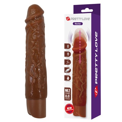 PRETTY LOVE - KESSLER VIBRADOR REALISTA COM 10 MODOS DE VIBRAÇÃO E 10 INTENSIDADES, 22 CM, MARROM - D-246859 - Dona Pimenta