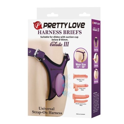 PRETTY LOVE - CALCINHA COM ARNÊS UNIVERSAL ROXA E PRETA - D-246041 - Dona Pimenta