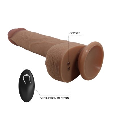 PRETTY LOVE - TOMMY VIBRADOR REALISTA COM CONTROLE REMOTO E EMPURRAÇÃO MARROM ESCURO - D-245958 - Dona Pimenta