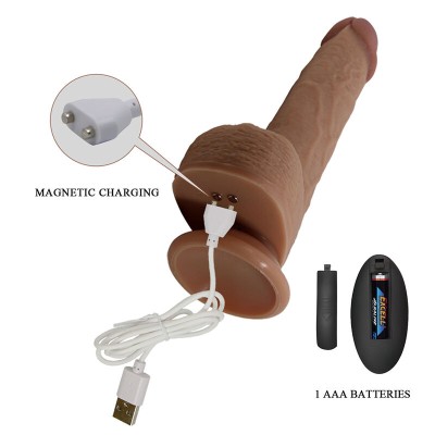 PRETTY LOVE - TOMMY VIBRADOR REALISTA COM CONTROLE REMOTO E EMPURRAÇÃO MARROM ESCURO - D-245958 - Dona Pimenta