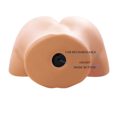 CRAZY BULL - OLIVIA MASTURBADOR VIBRATÓRIO DUPLO VAGINAL E ANAL CARNE - D-245980 - Dona Pimenta