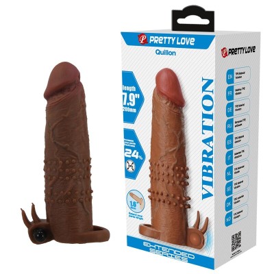 PRETTY LOVE - CAPA VIBRATÓRIA PARA PÊNIS QUILLON 20 CM Ø 4 CM MARROM - D-246076 - Dona Pimenta
