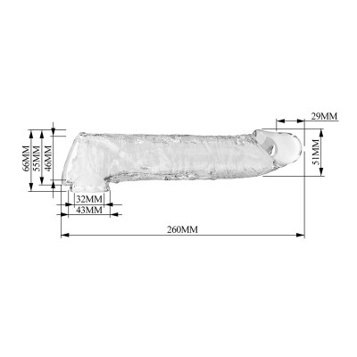 PRETTY LOVE - CAPA EXTENSORA DE PÊNIS AJUSTÁVEL 26 CM Ø 4 CM TRANSPARENTE - D-246082 - Dona Pimenta