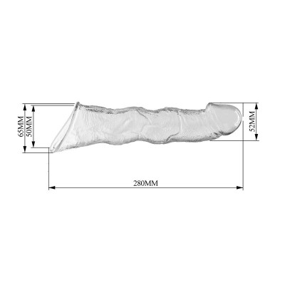 PRETTY LOVE - CAPA EXTENSORA DE PÊNIS AJUSTÁVEL 28 CM Ø 4,5 CM TRANSPARENTE - D-246084 - Dona Pimenta