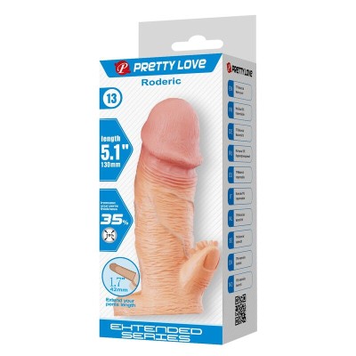 PRETTY LOVE - RODERIC MANGA EXTENSORA DE PÊNIS 13 CM Ø 3,8 CM NATURAL - D-246162 - Dona Pimenta