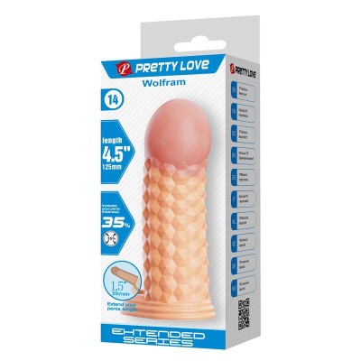 PRETTY LOVE - CAPA EXTENSORA DE PÊNIS WOLFRAM 11,5 CM Ø 3,8 CM NATURAL - D-246163 - Dona Pimenta