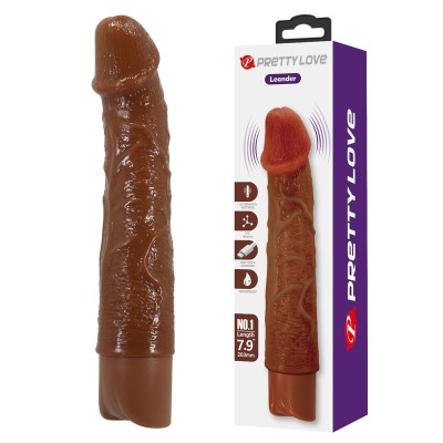 PRETTY LOVE - VIBRADOR REALISTA LEONARDO 20 CM Ø 4 CM MARROM - D-246068 - Dona Pimenta