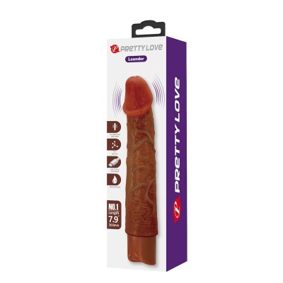 PRETTY LOVE - VIBRADOR REALISTA LEONARDO 20 CM Ø 4 CM MARROM - D-246068 - Dona Pimenta