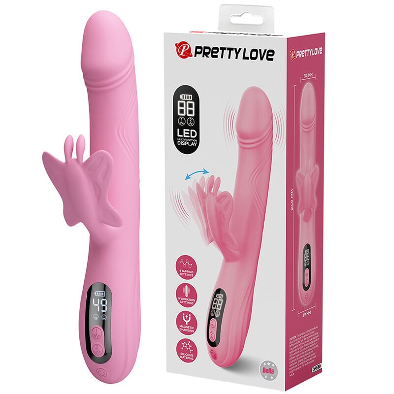 PRETTY LOVE - VIBRADOR BELLA RABBIT COM ESTIMULAÇÃO DE BORBOLETA E LED ROSA - D-245942 - Dona Pimenta