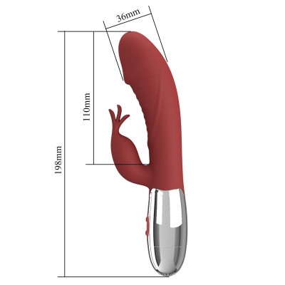 PRETTY LOVE - VIBRADOR COELHO DE JACARANDÁ 30 FUNÇÕES RECARREGÁVEL VIA USB VERMELHO - D-246044 - Dona Pimenta