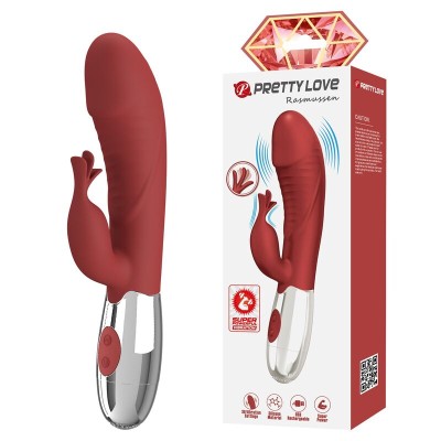 PRETTY LOVE - VIBRADOR COELHO DE JACARANDÁ 30 FUNÇÕES RECARREGÁVEL VIA USB VERMELHO - D-246044 - Dona Pimenta