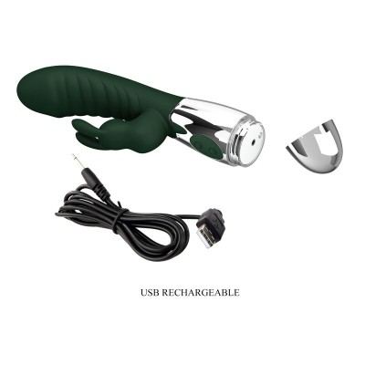 PRETTY LOVE - VIBRADOR COELHINHO NAUGHTY 30 FUNÇÕES RECARREGÁVEL VIA USB VERDE - D-246045 - Dona Pimenta